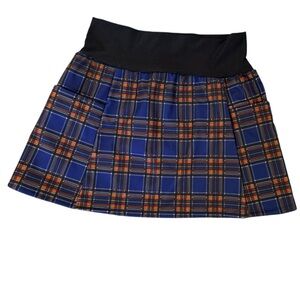 Purple Rain Blue and Orange Plaid Skirt Pull On Size Medium